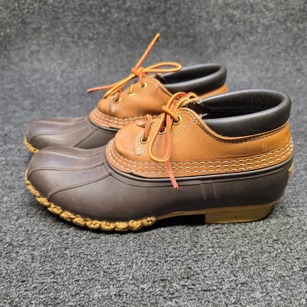 VTG LL Bean Duck Boots Brown Womens 8 N Waterproof Low Top Gum Shoes Leather